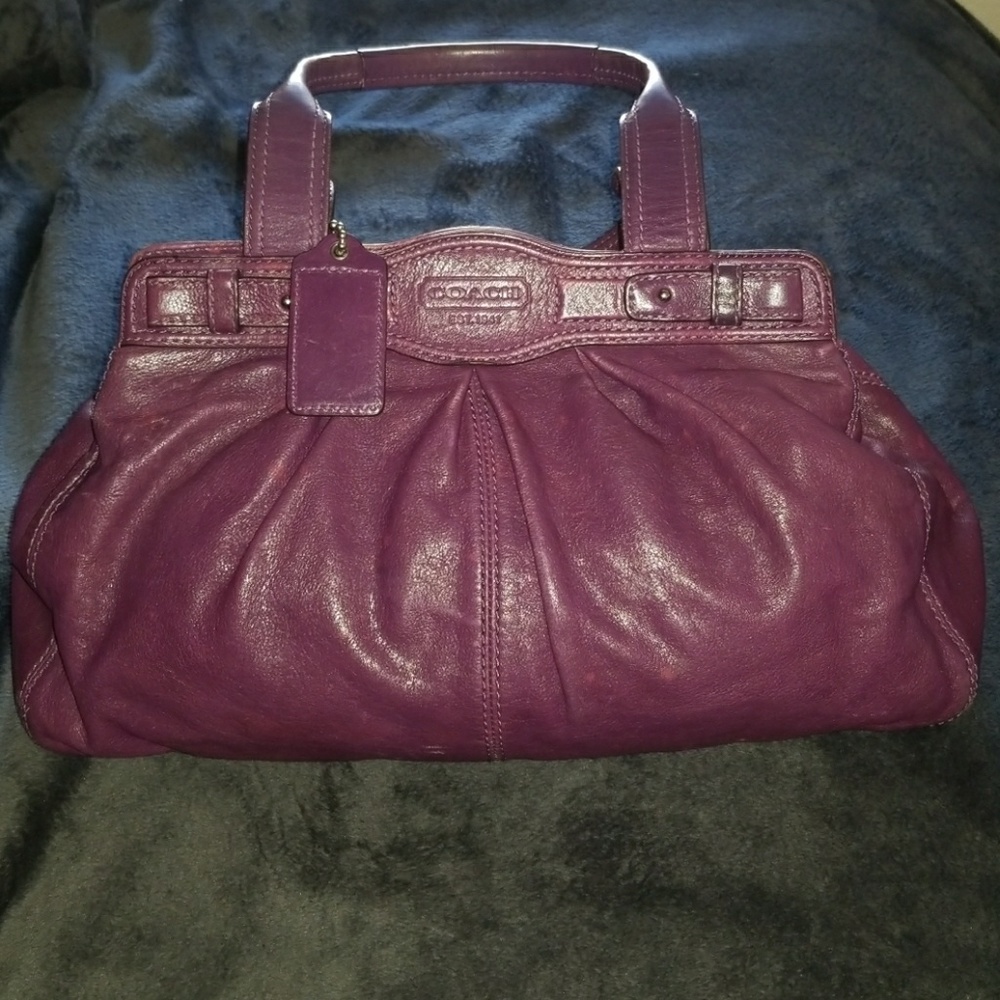 Coach Purse Purple Handbag Leather
